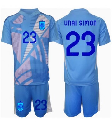 Spanien Unai Simon #23 Målvakt Hemmakläder Barn EM 2024 Kortärmad (+ Korta byxor)